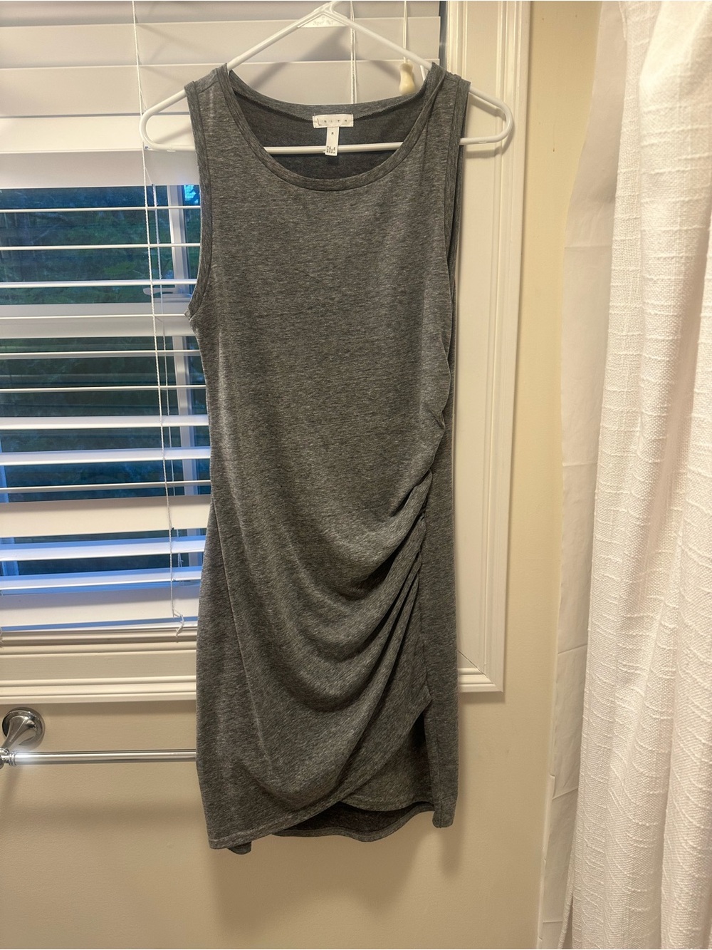 Leith Gray Sleeveless Ruched Sheath Dress